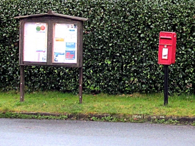 Picture: Notice board and letterbox at Hatherton Crossroads
